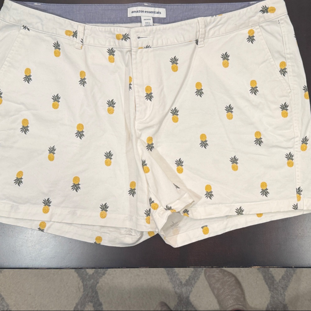 Amazon Essentials White Shorts with Pineapple Design